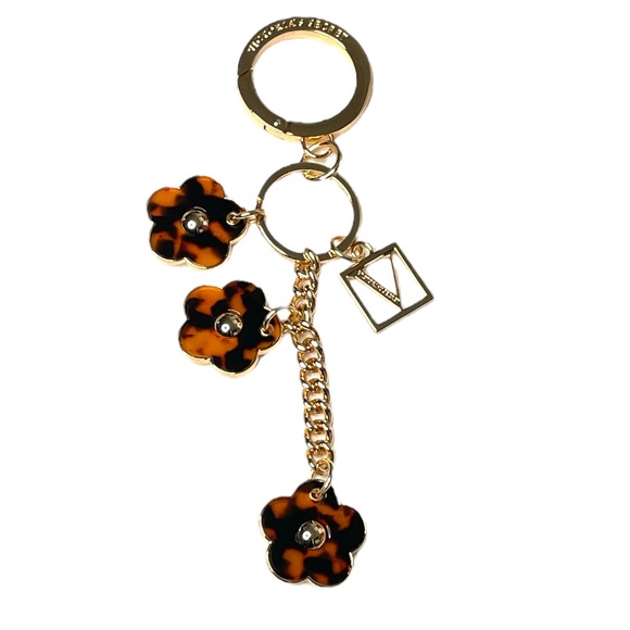 Victoria’s Secret Logo and Flowers Key Fob Keychain 
Pink Gold Tortoise Shell - Picture 2 of 4
